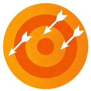 Bullseye target with three arrows missing the center